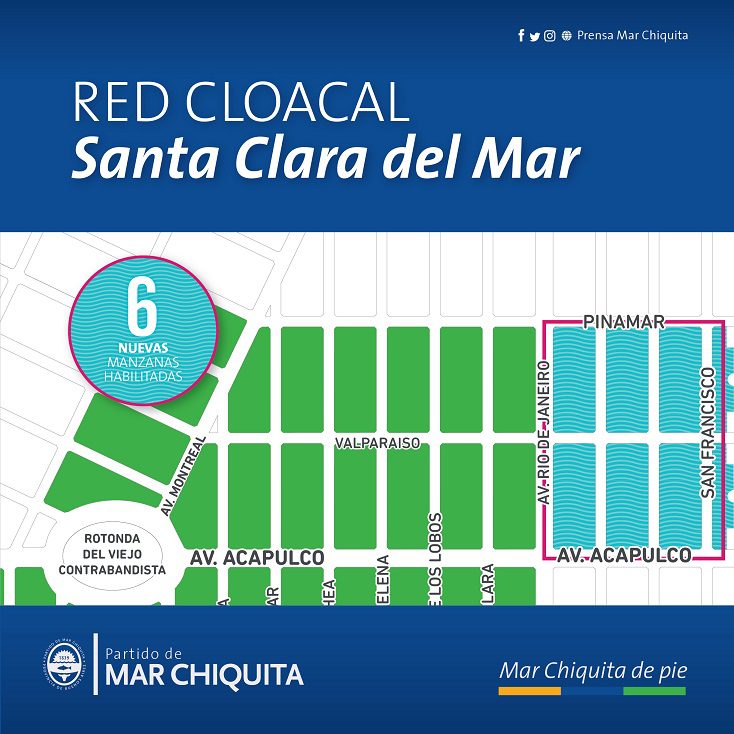 Santa Clara del Mar: seis nuevas manzanas habilitadas para conexión a la red cloacal