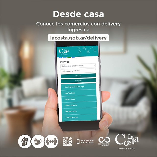 Continúa disponible el servicio de delivery en todas las localidades de La Costa