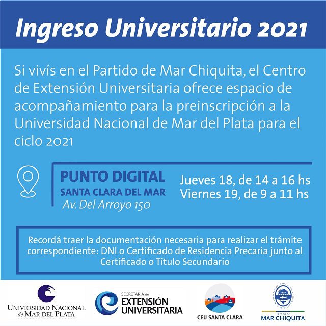 Mar Chiquita: Ingreso universitario 2021