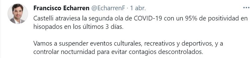 Se le caen las mentiras a Echarren y el 95 de hisopados ya dan positivo