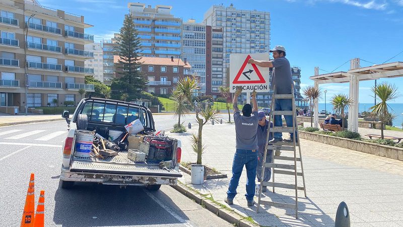 Tras 4 accidentes comenzaron los trabajos de intervención vial en Playa Chica