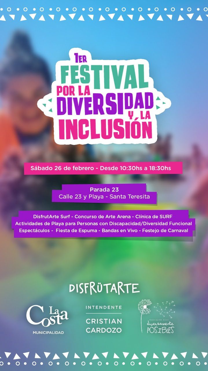 Este sábado se realizará en el Partido de La Costa el primer Festival por la Diversidad y la Inclusión