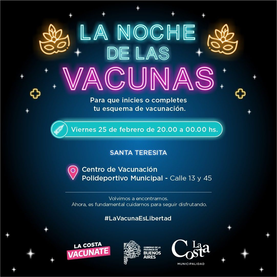 Este viernes vuelve “La Noche de las Vacunas” al Partido de La Costa