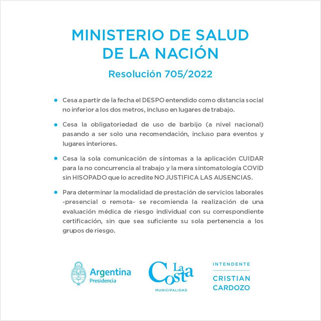 Covid-19: nuevas medidas y recomendaciones emitidas desde el Ministerio de Salud de la Nación