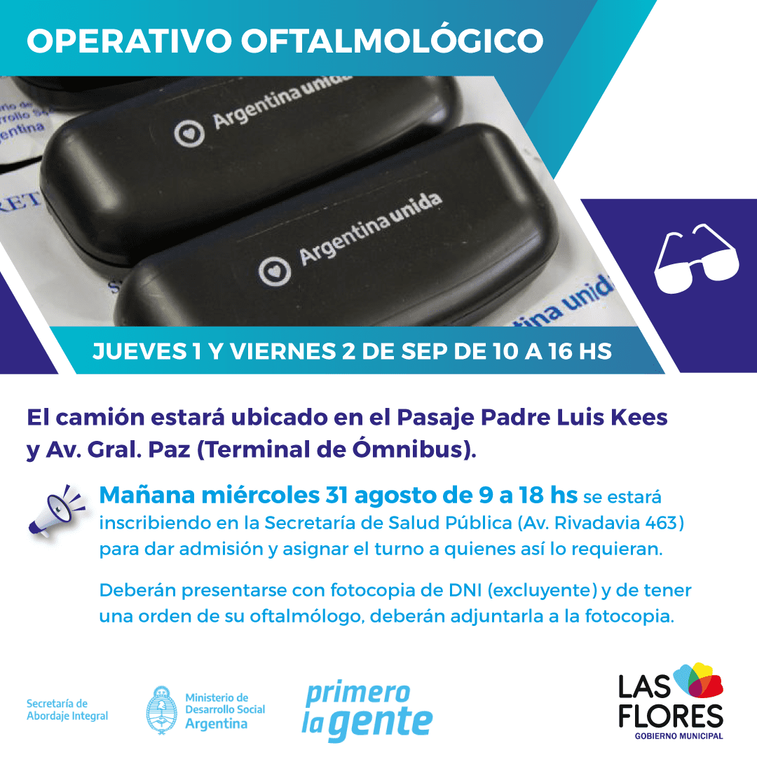 LLEGA A LAS FLORES EL OPERATIVO OFTALMOLÓGICO DEL MINISTERIO DE DESARROLLO SOCIAL DE LA NACIÓN