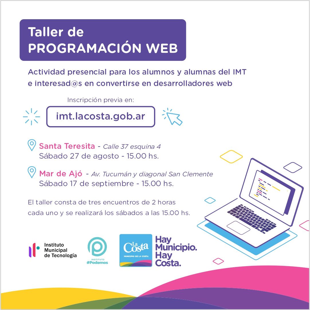 La Costa: El Instituto Municipal de Tecnología abrió la inscripción para un taller gratuito de programación web