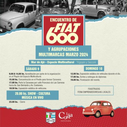 lEste fin de semana habrá un Encuentro de Fiat 600 en La Costa