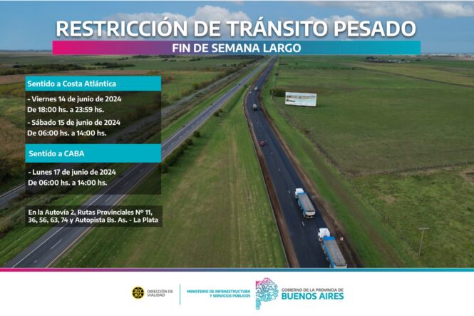 Restricción de tránsito pesado por fin de semana largo